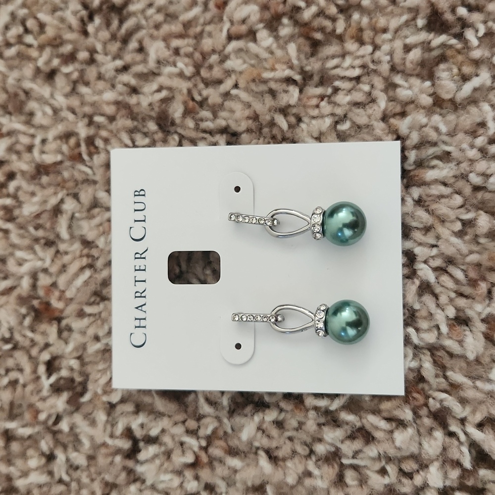 Charter Club Teardrop Earrings Teal Pearl